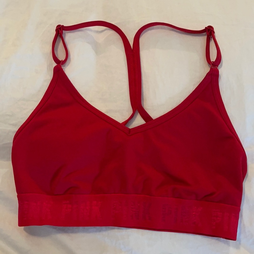 Pink Sport Strappy Red Bra